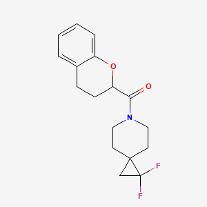 molecular formula C17H19F2NO2 B2548591 Chroman-2-yl(1,1-difluoro-6-azaspiro[2.5]octan-6-yl)methanone CAS No. 2176125-18-9