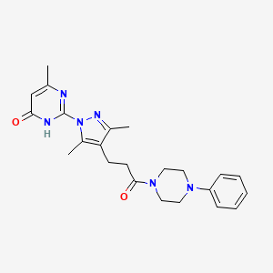 2-(3,5-dimethyl-4-(3-oxo-3-(4-phenylpiperazin-1-yl)propyl)-1H-pyrazol-1-yl)-6-methylpyrimidin-4(3H)-one