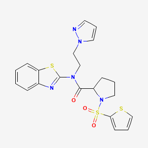 N-(2-(1H-pyrazol-1-yl)ethyl)-N-(benzo[d]thiazol-2-yl)-1-(thiophen-2-ylsulfonyl)pyrrolidine-2-carboxamide