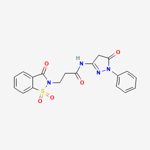 molecular formula C19H16N4O5S B2548613 3-(1,1-二氧化-3-氧代苯并[d]异噻唑-2(3H)-基)-N-(5-氧代-1-苯基-4,5-二氢-1H-吡唑-3-基)丙酰胺 CAS No. 899757-68-7