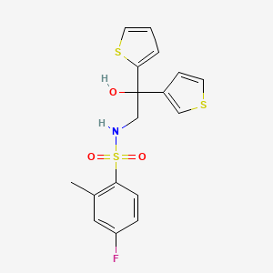 4-fluoro-N-(2-hydroxy-2-(thiophen-2-yl)-2-(thiophen-3-yl)ethyl)-2-methylbenzenesulfonamide