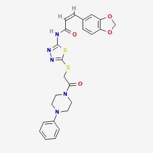 molecular formula C24H23N5O4S2 B2548626 (Z)-3-(benzo[d][1,3]dioxol-5-yl)-N-(5-((2-oxo-2-(4-phenylpiperazin-1-yl)ethyl)thio)-1,3,4-thiadiazol-2-yl)acrylamide CAS No. 1321751-81-8