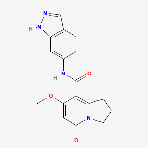 molecular formula C17H16N4O3 B2548646 N-(1H-indazol-6-yl)-7-methoxy-5-oxo-1,2,3,5-tetrahydroindolizine-8-carboxamide CAS No. 2034375-42-1
