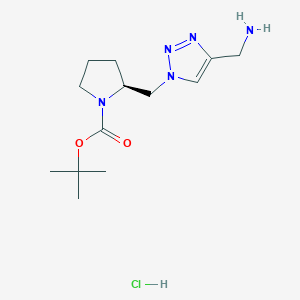 molecular formula C13H24ClN5O2 B2548649 Tert-butyl (2S)-2-[[4-(aminomethyl)triazol-1-yl]methyl]pyrrolidine-1-carboxylate;hydrochloride CAS No. 2287237-75-4
