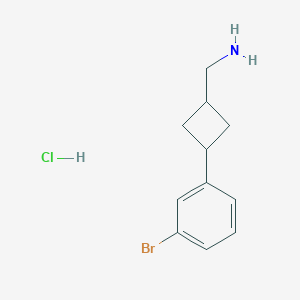 molecular formula C11H15BrClN B2548666 [3-(3-溴苯基)环丁基]甲胺；盐酸盐 CAS No. 2460750-83-6