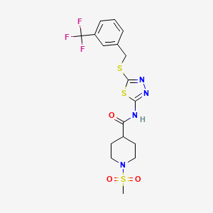 1-(methylsulfonyl)-N-(5-((3-(trifluoromethyl)benzyl)thio)-1,3,4-thiadiazol-2-yl)piperidine-4-carboxamide