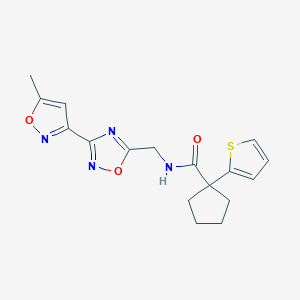 N-((3-(5-methylisoxazol-3-yl)-1,2,4-oxadiazol-5-yl)methyl)-1-(thiophen-2-yl)cyclopentanecarboxamide