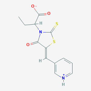 molecular formula C13H12N2O3S2 B254868 2-[(5Z)-4-oxo-5-(pyridinium-3-ylmethylidene)-2-thioxo-1,3-thiazolidin-3-yl]butanoate 