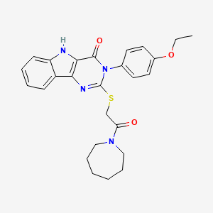 molecular formula C26H28N4O3S B2548683 2-((2-(氮杂环戊烷-1-基)-2-氧代乙基)硫代)-3-(4-乙氧基苯基)-3H-嘧啶并[5,4-b]吲哚-4(5H)-酮 CAS No. 536708-14-2