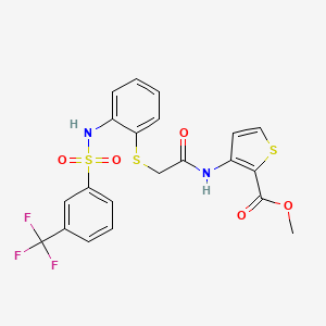 molecular formula C21H17F3N2O5S3 B2548690 3-[(2-{[2-({[3-(三氟甲基)苯基]磺酰}氨基)苯基]硫代}乙酰)氨基]-2-噻吩甲酸甲酯 CAS No. 477887-56-2