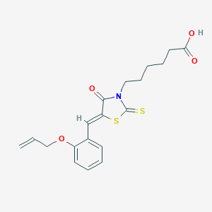 molecular formula C19H21NO4S2 B254871 6-{5-[2-(Allyloxy)benzylidene]-4-oxo-2-thioxo-1,3-thiazolidin-3-yl}hexanoic acid 