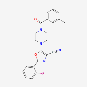 molecular formula C22H19FN4O2 B2548713 2-(2-Fluorophenyl)-5-(4-(3-methylbenzoyl)piperazin-1-yl)oxazole-4-carbonitrile CAS No. 946244-83-3