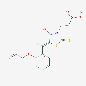 molecular formula C16H15NO4S2 B254872 3-{5-[2-(Allyloxy)benzylidene]-4-oxo-2-thioxo-1,3-thiazolidin-3-yl}propanoic acid 