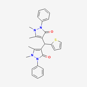 molecular formula C27H26N4O2S B2548726 4,4'-(噻吩-2-基亚甲基)双(1,5-二甲基-2-苯基-1H-吡唑-3(2H)-酮) CAS No. 2608-62-0