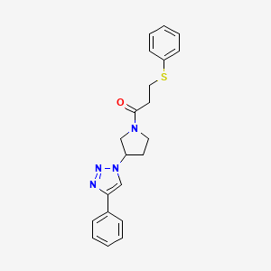 1-(3-(4-phenyl-1H-1,2,3-triazol-1-yl)pyrrolidin-1-yl)-3-(phenylthio)propan-1-one