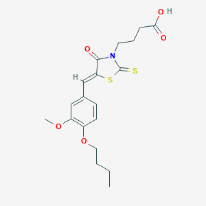 molecular formula C19H23NO5S2 B254874 4-[5-(4-Butoxy-3-methoxybenzylidene)-4-oxo-2-thioxo-1,3-thiazolidin-3-yl]butanoic acid 