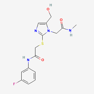 N-(3-fluorophenyl)-2-((5-(hydroxymethyl)-1-(2-(methylamino)-2-oxoethyl)-1H-imidazol-2-yl)thio)acetamide
