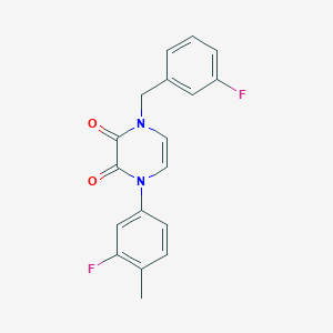 molecular formula C18H14F2N2O2 B2548758 1-(3-Fluoro-4-methylphenyl)-4-[(3-fluorophenyl)methyl]pyrazine-2,3-dione CAS No. 898454-02-9