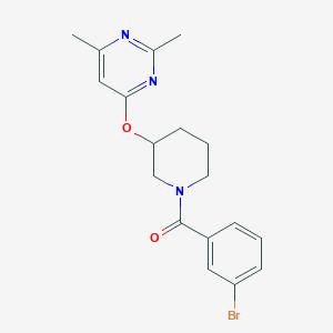 molecular formula C18H20BrN3O2 B2548761 (3-Bromophenyl)(3-((2,6-dimethylpyrimidin-4-yl)oxy)piperidin-1-yl)methanone CAS No. 2034524-64-4