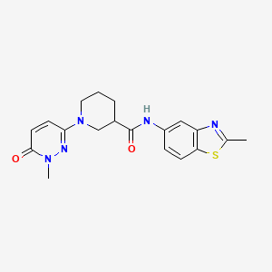 molecular formula C19H21N5O2S B2548762 1-(1-methyl-6-oxo-1,6-dihydropyridazin-3-yl)-N-(2-methylbenzo[d]thiazol-5-yl)piperidine-3-carboxamide CAS No. 1396687-09-4