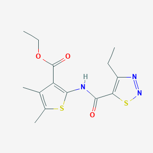 molecular formula C14H17N3O3S2 B2548763 Ethyl 2-[(4-ethylthiadiazole-5-carbonyl)amino]-4,5-dimethylthiophene-3-carboxylate CAS No. 899731-26-1