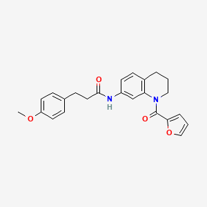 molecular formula C24H24N2O4 B2548768 N-[1-(2-furoyl)-1,2,3,4-tetrahydroquinolin-7-yl]-3-(4-methoxyphenyl)propanamide CAS No. 946367-22-2