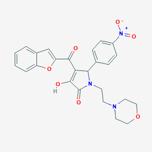 molecular formula C25H23N3O7 B254877 4-(1-benzofuran-2-ylcarbonyl)-3-hydroxy-5-{4-nitrophenyl}-1-[2-(4-morpholinyl)ethyl]-1,5-dihydro-2H-pyrrol-2-one 