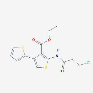 molecular formula C14H14ClNO3S2 B2548779 Ethyl 2-(3-chloropropanamido)-4-(thiophen-2-yl)thiophene-3-carboxylate CAS No. 929971-63-1