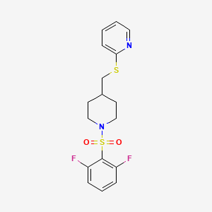 molecular formula C17H18F2N2O2S2 B2548781 2-(((1-((2,6-Difluorophenyl)sulfonyl)piperidin-4-yl)methyl)thio)pyridine CAS No. 1421483-64-8