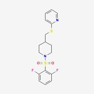 molecular formula C17H18F2N2O2S2 B2548781 2-(((1-((2,6-ジフルオロフェニル)スルホニル)ピペリジン-4-イル)メチル)チオ)ピリジン CAS No. 1421483-64-8