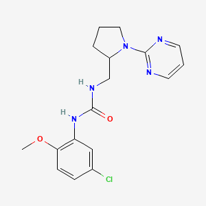 molecular formula C17H20ClN5O2 B2548784 1-(5-氯-2-甲氧基苯基)-3-{[1-(嘧啶-2-基)吡咯烷-2-基]甲基}脲 CAS No. 2097901-99-8