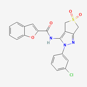 molecular formula C20H14ClN3O4S B2548787 N-(2-(3-chlorophenyl)-5,5-dioxido-4,6-dihydro-2H-thieno[3,4-c]pyrazol-3-yl)benzofuran-2-carboxamide CAS No. 893933-39-6