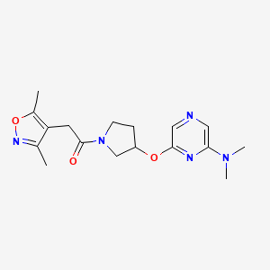 molecular formula C17H23N5O3 B2548799 1-(3-((6-(Dimethylamino)pyrazin-2-yl)oxy)pyrrolidin-1-yl)-2-(3,5-dimethylisoxazol-4-yl)ethanone CAS No. 2034334-92-2