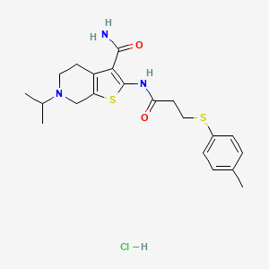 molecular formula C21H28ClN3O2S2 B2548817 6-Isopropyl-2-(3-(p-tolylthio)propanamido)-4,5,6,7-tetrahydrothieno[2,3-c]pyridine-3-carboxamide hydrochloride CAS No. 1330299-48-3