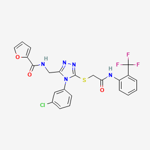 molecular formula C23H17ClF3N5O3S B2548818 N-((4-(3-chlorophenyl)-5-((2-oxo-2-((2-(trifluoromethyl)phenyl)amino)ethyl)thio)-4H-1,2,4-triazol-3-yl)methyl)furan-2-carboxamide CAS No. 392684-76-3