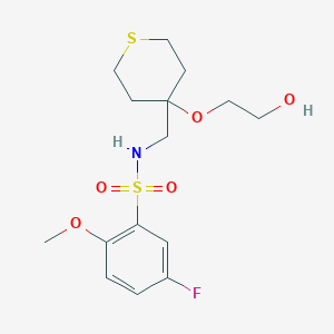 5-fluoro-N-((4-(2-hydroxyethoxy)tetrahydro-2H-thiopyran-4-yl)methyl)-2-methoxybenzenesulfonamide