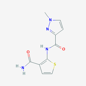 molecular formula C10H10N4O2S B2548873 N-(3-carbamoylthiophen-2-yl)-1-methyl-1H-pyrazole-3-carboxamide CAS No. 1173245-87-8