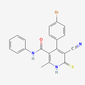 molecular formula C20H14BrN3OS B2548899 4-(4-溴苯基)-5-氰基-2-甲基-N-苯基-6-硫代-1,6-二氢吡啶-3-甲酰胺 CAS No. 201280-69-5