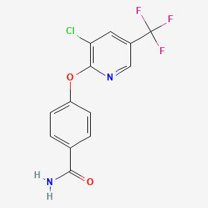 molecular formula C13H8ClF3N2O2 B2548911 4-{[3-クロロ-5-(トリフルオロメチル)-2-ピリジニル]オキシ}ベンゼンカルボキサミド CAS No. 339023-73-3