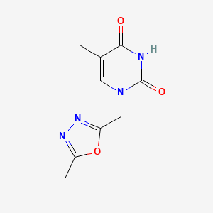 molecular formula C9H10N4O3 B2548914 5-Methyl-1-[(5-methyl-1,3,4-oxadiazol-2-yl)methyl]-1,2,3,4-tetrahydropyrimidine-2,4-dione CAS No. 1281872-46-5