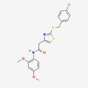 molecular formula C20H19ClN2O3S2 B2548916 2-(2-((4-chlorobenzyl)thio)thiazol-4-yl)-N-(2,4-dimethoxyphenyl)acetamide CAS No. 953955-57-2