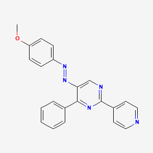 molecular formula C22H17N5O B2548918 5-[2-(4-Methoxyphenyl)diazenyl]-4-phenyl-2-(4-pyridinyl)pyrimidine CAS No. 339279-55-9