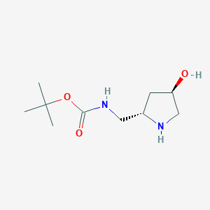 molecular formula C10H20N2O3 B2548928 (3R,5S)-5-[(tert-Butyloxycarbonylamino)methyl]pyrrolidine-3-ol CAS No. 500733-24-4