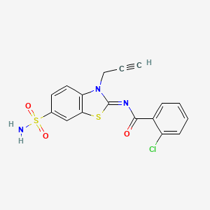 molecular formula C17H12ClN3O3S2 B2548942 2-chloro-N-(3-prop-2-ynyl-6-sulfamoyl-1,3-benzothiazol-2-ylidene)benzamide CAS No. 887201-87-8