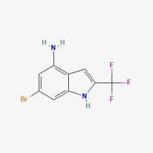 molecular formula C9H6BrF3N2 B2548944 6-溴-2-(三氟甲基)-1H-吲哚-4-胺 CAS No. 2414146-34-0