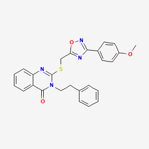 molecular formula C26H22N4O3S B2548956 2-(((3-(4-methoxyphenyl)-1,2,4-oxadiazol-5-yl)methyl)thio)-3-phenethylquinazolin-4(3H)-one CAS No. 2034477-38-6