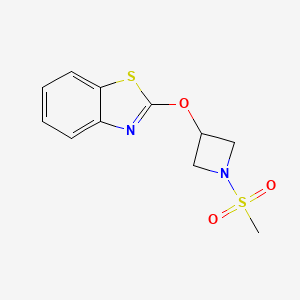 molecular formula C11H12N2O3S2 B2548958 2-((1-(甲基磺酰基)氮杂环丁-3-基)氧基)苯并[d]噻唑 CAS No. 1421472-94-7
