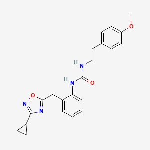 molecular formula C22H24N4O3 B2548977 1-(2-((3-环丙基-1,2,4-恶二唑-5-基)甲基)苯基)-3-(4-甲氧基苯乙基)脲 CAS No. 1796969-79-3