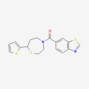 molecular formula C17H16N2OS3 B2548978 Benzo[d]thiazol-6-yl(7-(thiophen-2-yl)-1,4-thiazepan-4-yl)methanone CAS No. 1706093-78-8