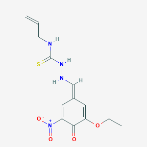 molecular formula C13H16N4O4S B254898 1-[[(E)-(3-ethoxy-5-nitro-4-oxocyclohexa-2,5-dien-1-ylidene)methyl]amino]-3-prop-2-enylthiourea 